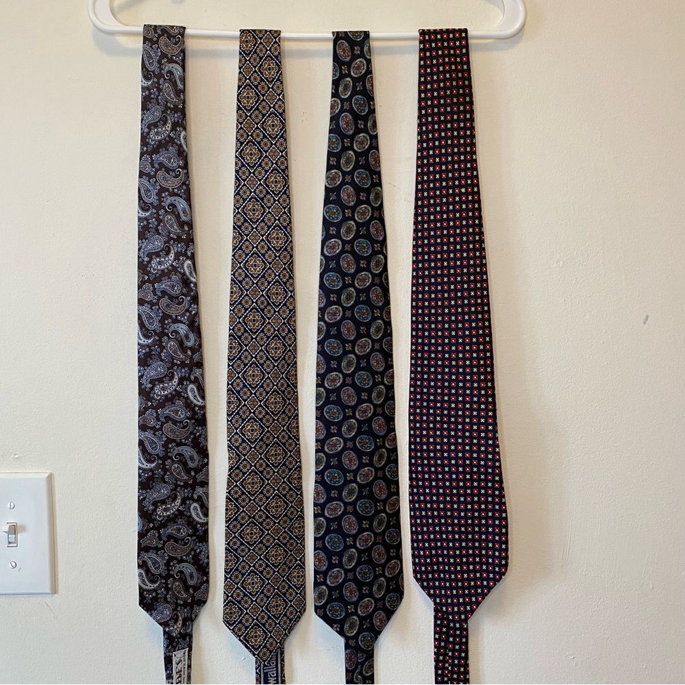 Bundle of FOUR Christian Dior Monsieur/Cravates Silk Neck Tie Paisley Geometric